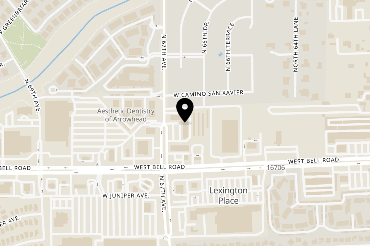 Map showing the location of Throne Brewing & Pizza Kitchen Glendale on 17035 N 67th Ave UNIT 6 in Glendale